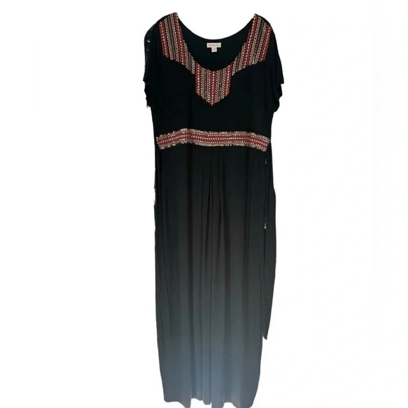 Monsoon Breaded Plus Size Women’s Maxi Dress Boho Tie Waisted Black - Picture 1 of 14